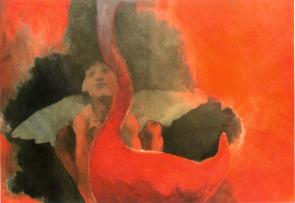 " rosso-pan " -2000, cm 100x150, oil on paper, private collection