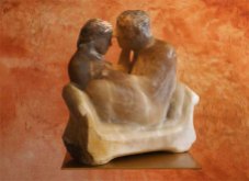 " amanti " - 2003, cm 36x34x13, alabaster agate, private collection